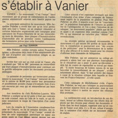 "C'est l'temps" ira s'établir à Vanier