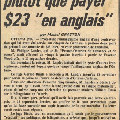 2 jours en prison plutôt que payer $23 "en anglais"