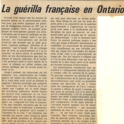 Editorial: La guérilla française en Ontario
